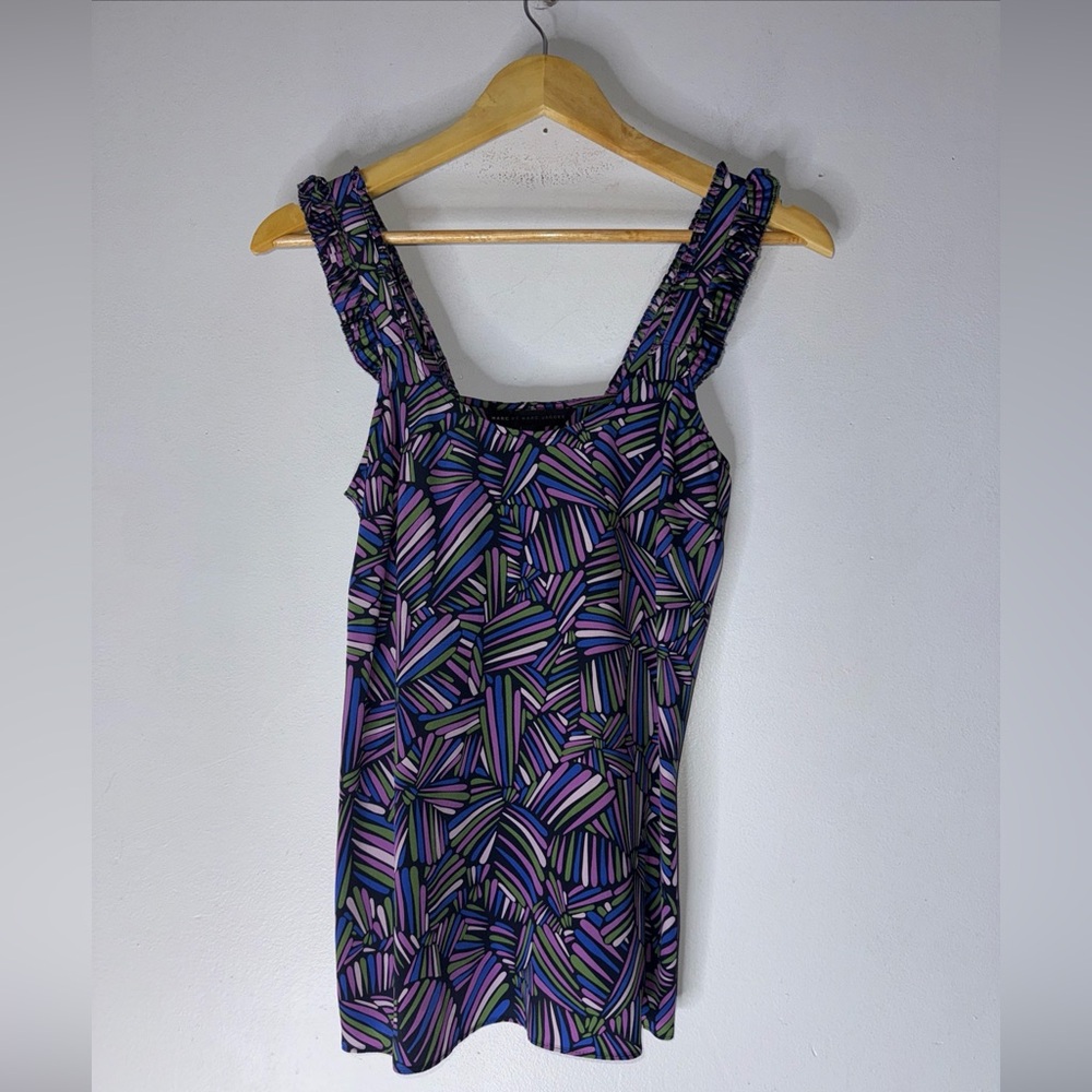 Marc By‎ Marc Jacob’s Pink Blue Ruffle Silk Blouse Small